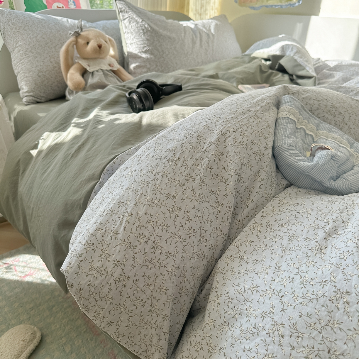 91家纺网 家纺一手货源 找家纺 玉海棠家纺 2025新款亲肤舒适印花四件套系列 曼塔庄园-绿