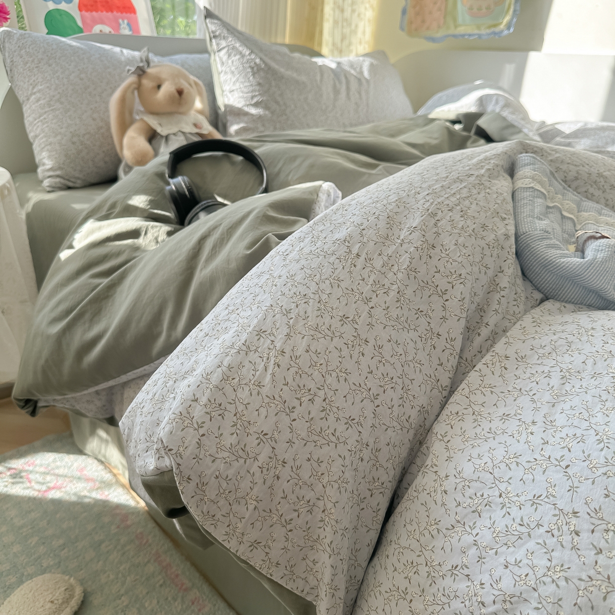 91家纺网 家纺一手货源 找家纺 玉海棠家纺 2025新款亲肤舒适印花四件套系列 曼塔庄园-绿