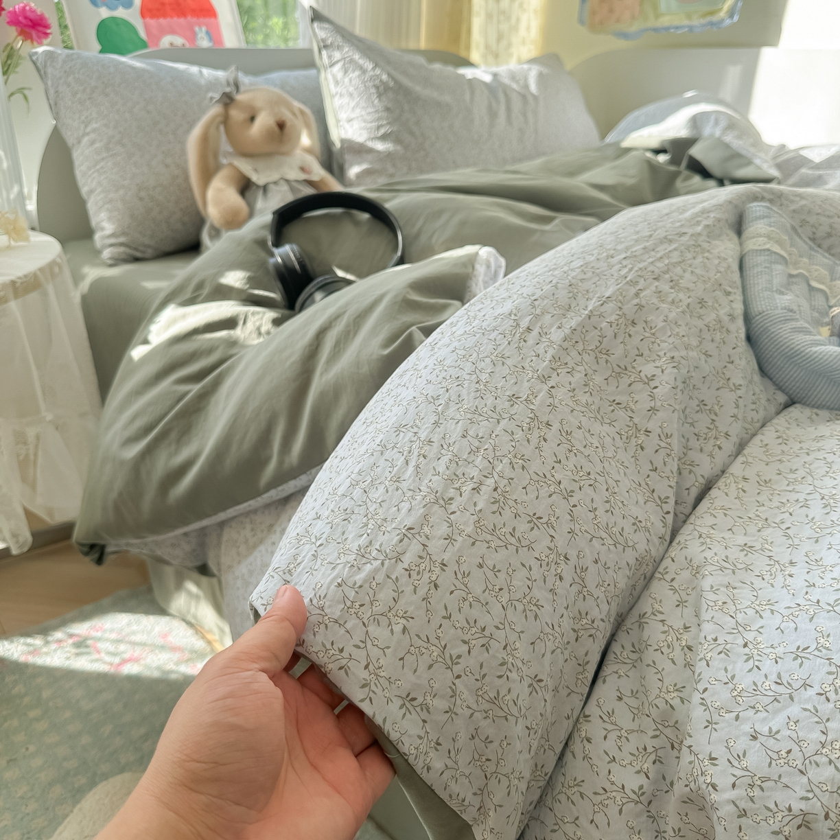 91家纺网 家纺一手货源 找家纺 玉海棠家纺 2025新款亲肤舒适印花四件套系列 曼塔庄园-绿