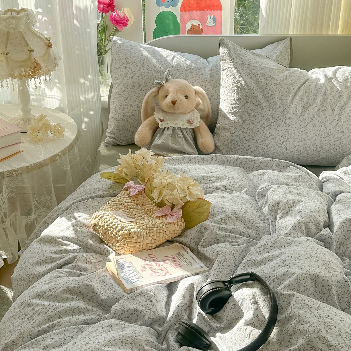 91家纺网 家纺一手货源 找家纺 玉海棠家纺 2025新款亲肤舒适印花四件套系列 曼塔庄园-绿