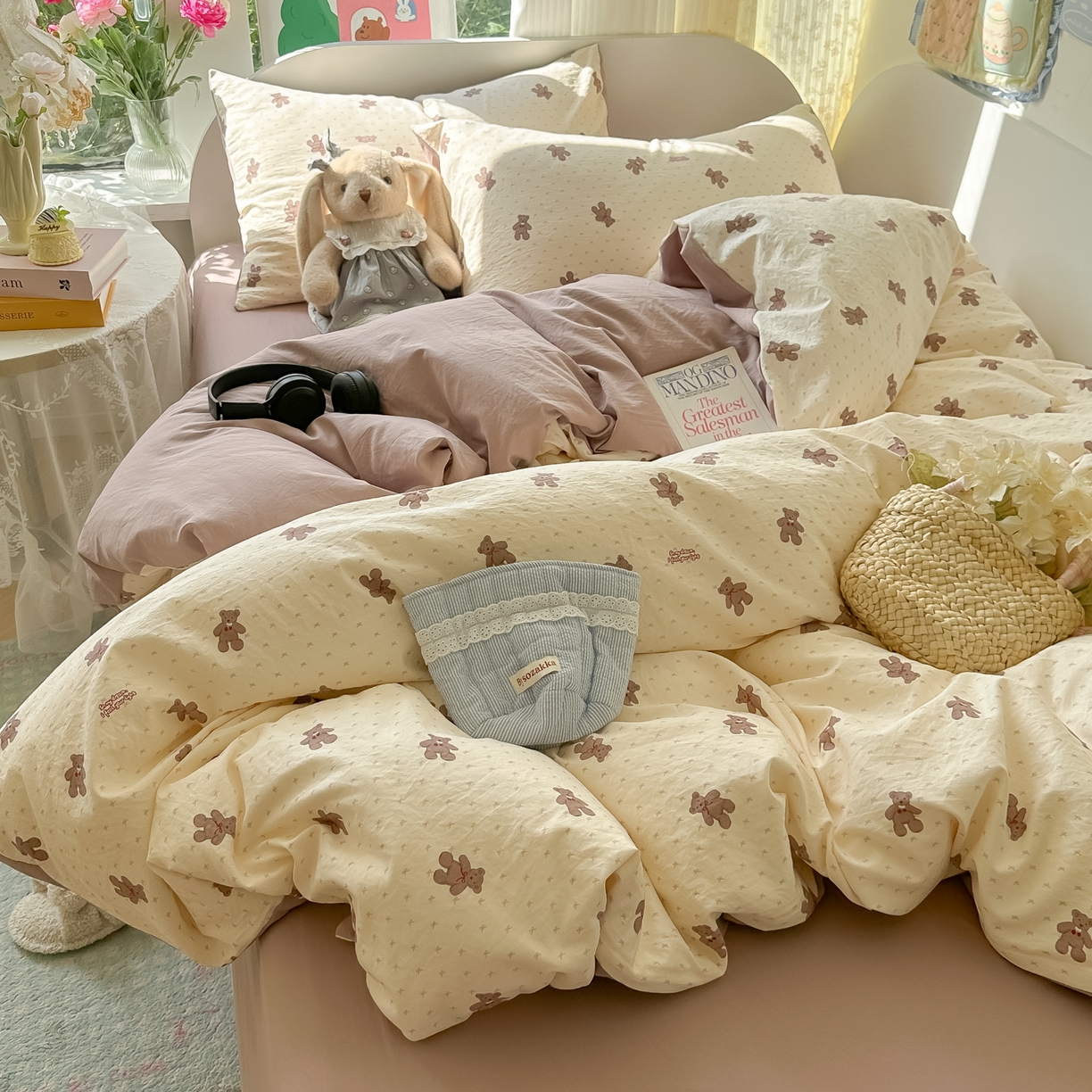 91家纺网 家纺一手货源 找家纺 玉海棠家纺 2025新款亲肤舒适印花四件套系列 梦想熊