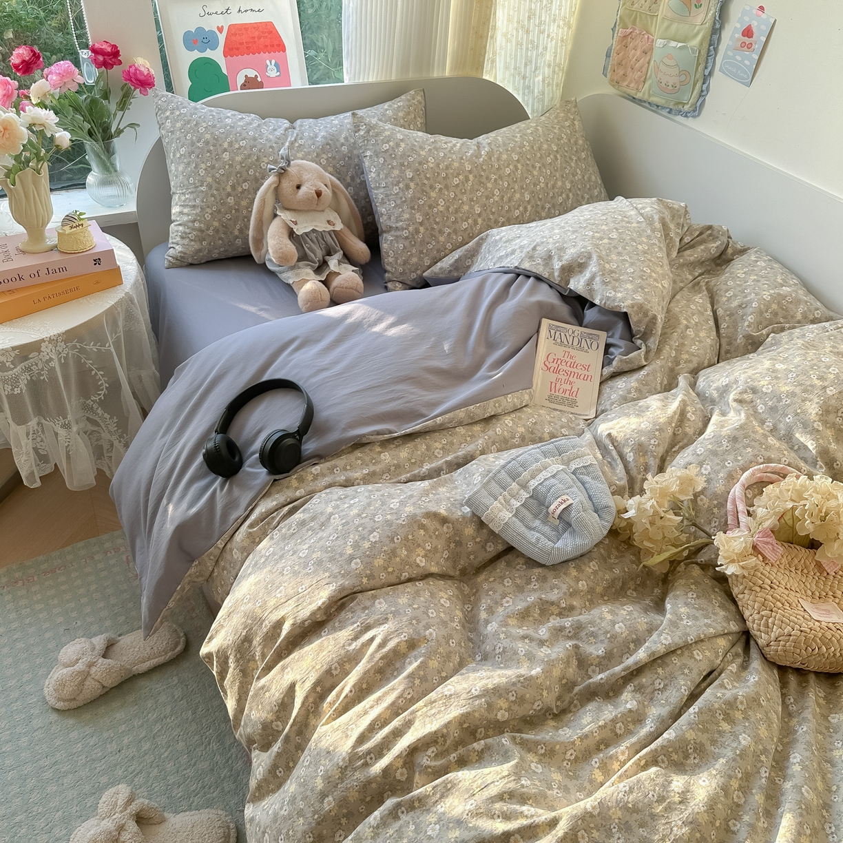 91家纺网 家纺一手货源 找家纺 玉海棠家纺 2025新款亲肤舒适印花四件套系列 秋日记忆-绿