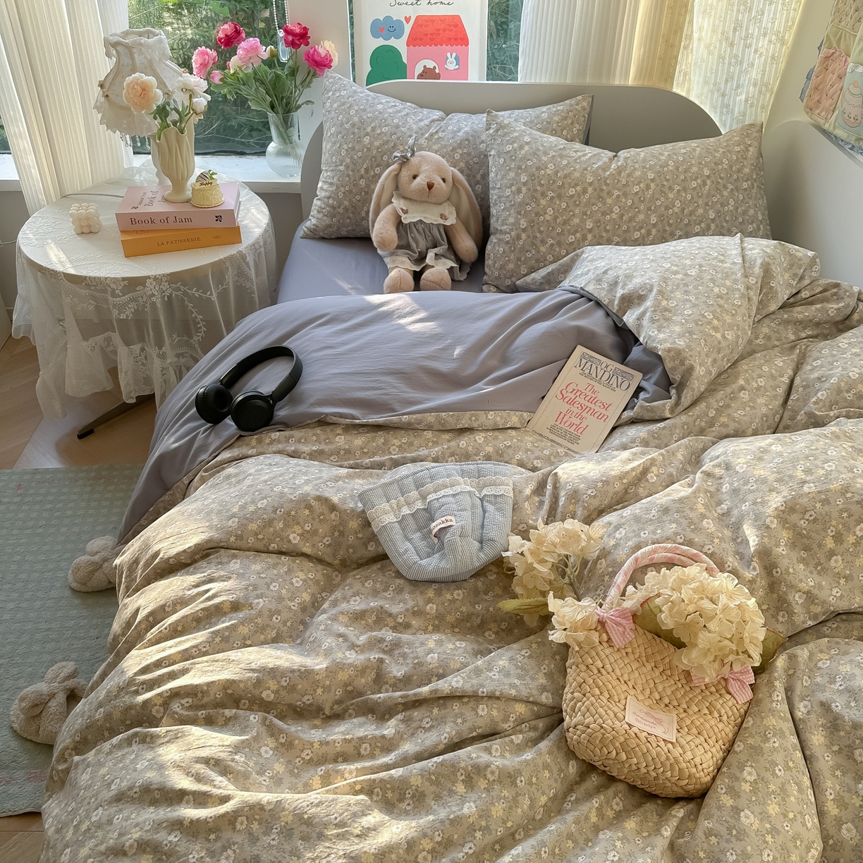 91家纺网 家纺一手货源 找家纺 玉海棠家纺 2025新款亲肤舒适印花四件套系列 秋日记忆-绿