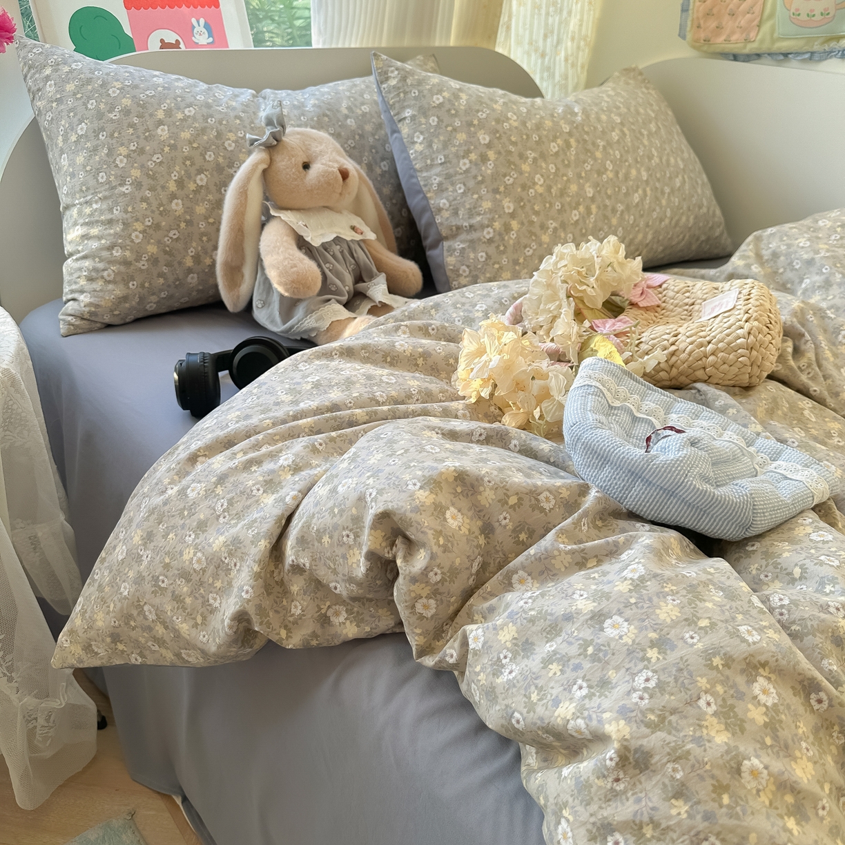 91家纺网 家纺一手货源 找家纺 玉海棠家纺 2025新款亲肤舒适印花四件套系列 秋日记忆-绿