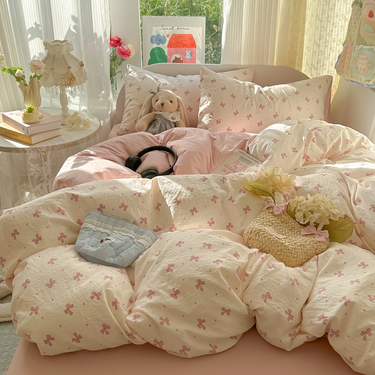 91家纺网 家纺一手货源 找家纺 玉海棠家纺 2025新款亲肤舒适印花四件套系列 若梦红