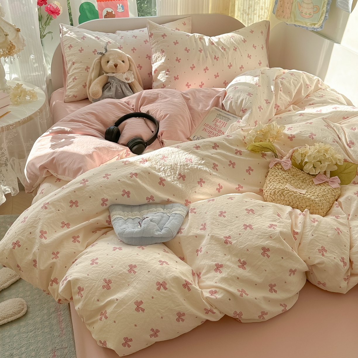 91家纺网 家纺一手货源 找家纺 玉海棠家纺 2025新款亲肤舒适印花四件套系列 若梦红