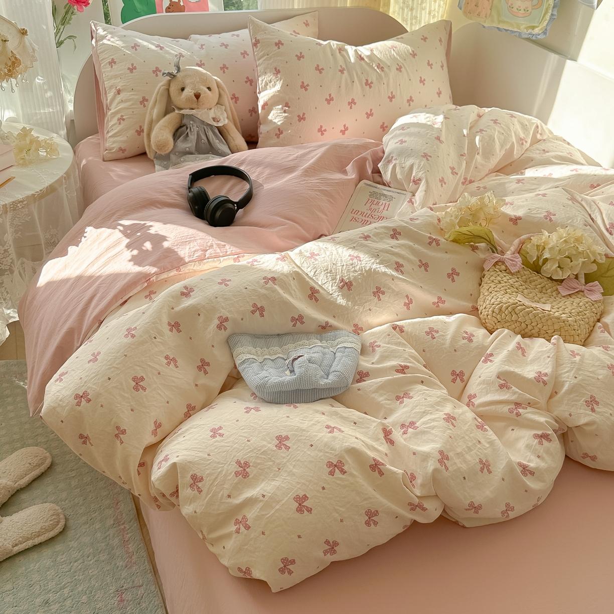 91家纺网 家纺一手货源 找家纺 玉海棠家纺 2025新款亲肤舒适印花四件套系列 若梦红