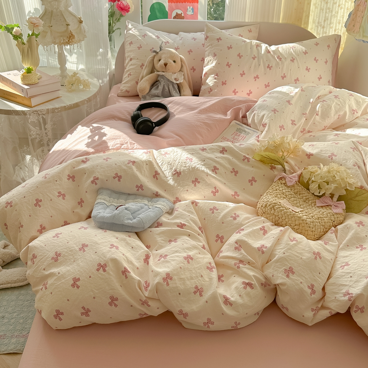 91家纺网 家纺一手货源 找家纺 玉海棠家纺 2025新款亲肤舒适印花四件套系列 若梦红