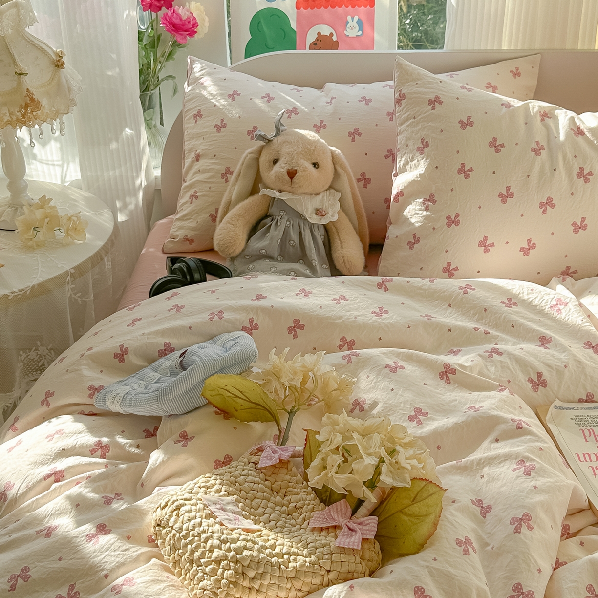 91家纺网 家纺一手货源 找家纺 玉海棠家纺 2025新款亲肤舒适印花四件套系列 若梦红