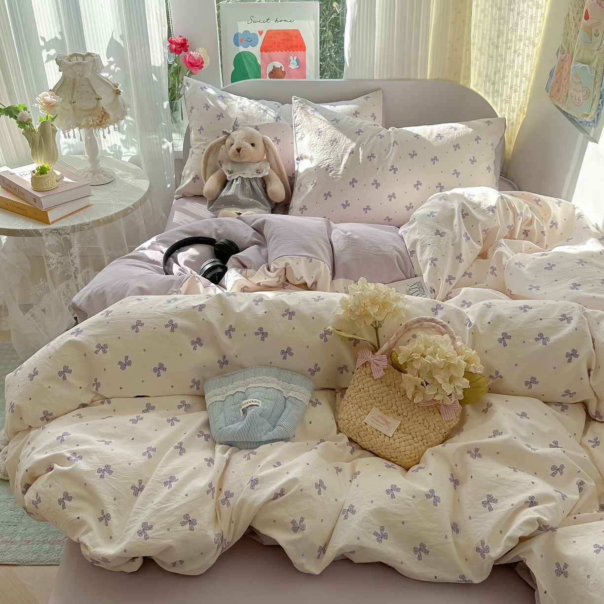 玉海棠家纺 2025新款亲肤舒适印花四件套系列 若梦紫