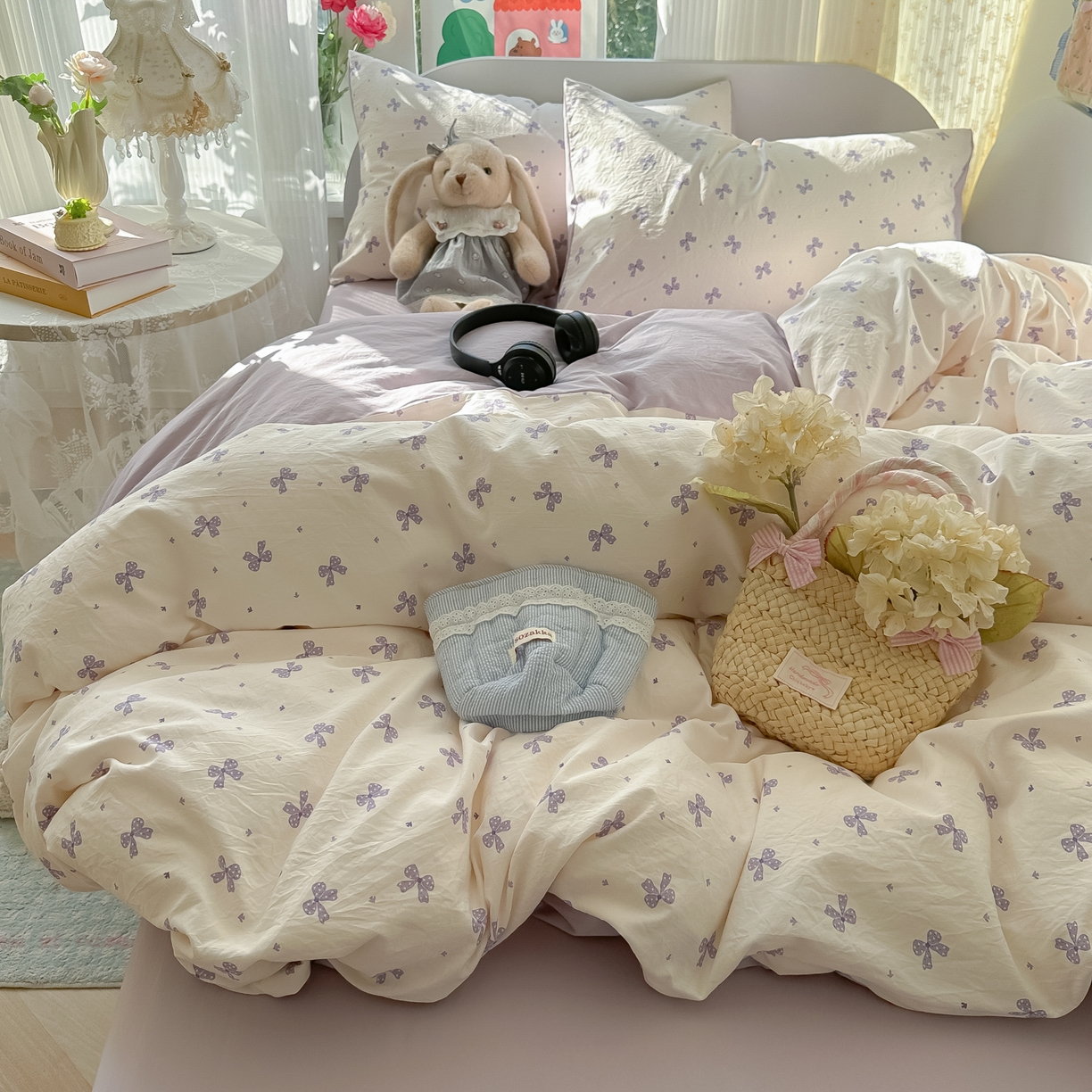 91家纺网 家纺一手货源 找家纺 玉海棠家纺 2025新款亲肤舒适印花四件套系列 若梦紫