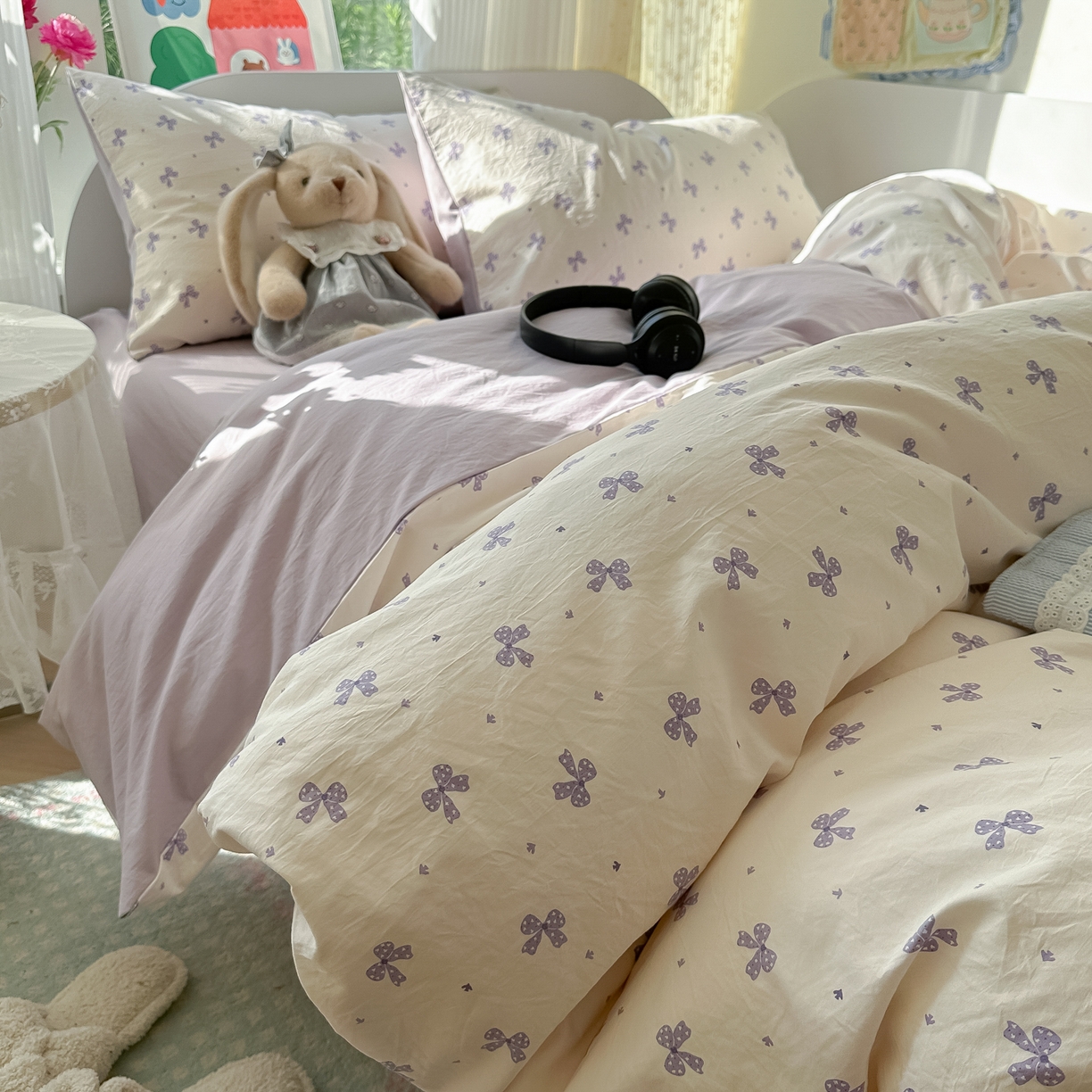 91家纺网 家纺一手货源 找家纺 玉海棠家纺 2025新款亲肤舒适印花四件套系列 若梦紫