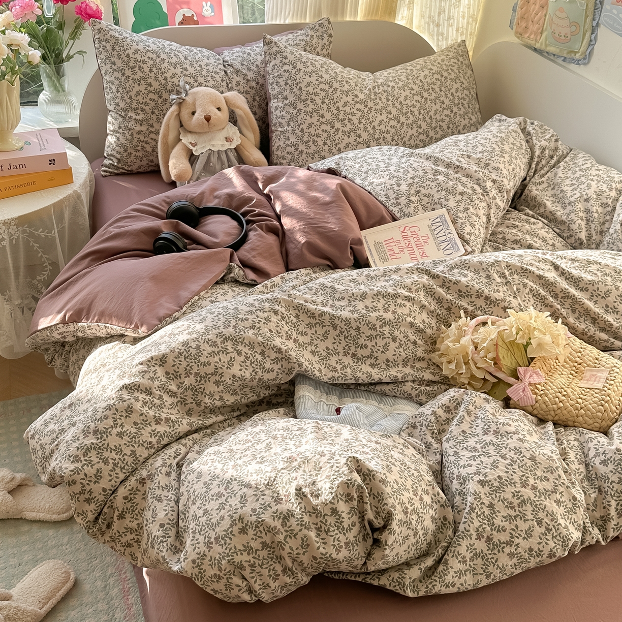 91家纺网 家纺一手货源 找家纺 玉海棠家纺 2025新款亲肤舒适印花四件套系列 庭院春深