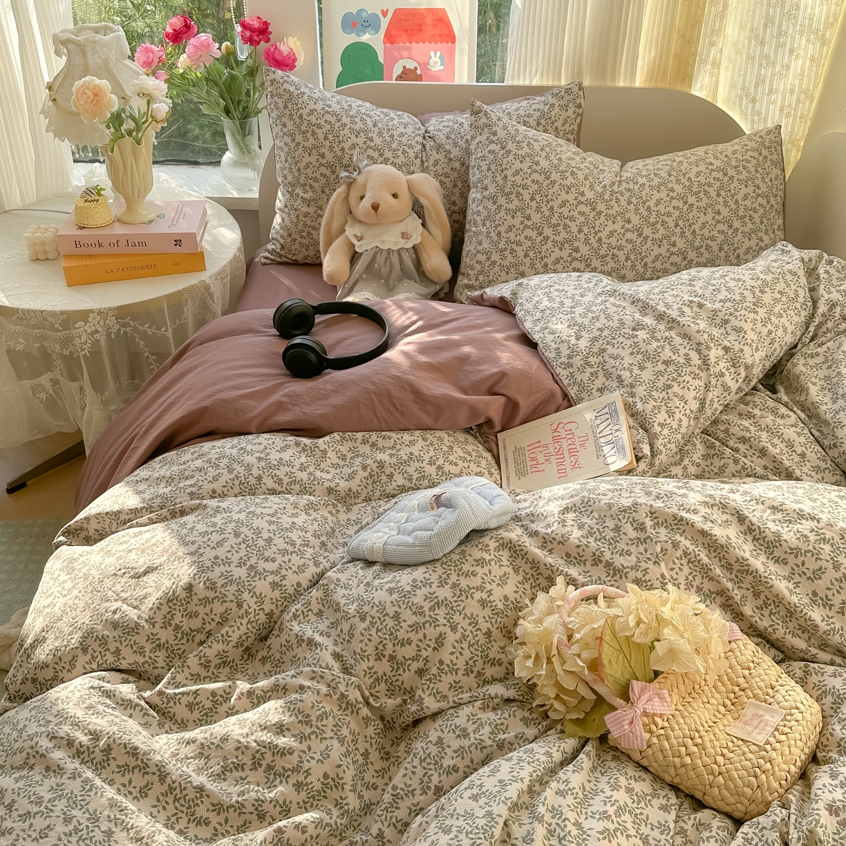 91家纺网 家纺一手货源 找家纺 玉海棠家纺 2025新款亲肤舒适印花四件套系列 庭院春深