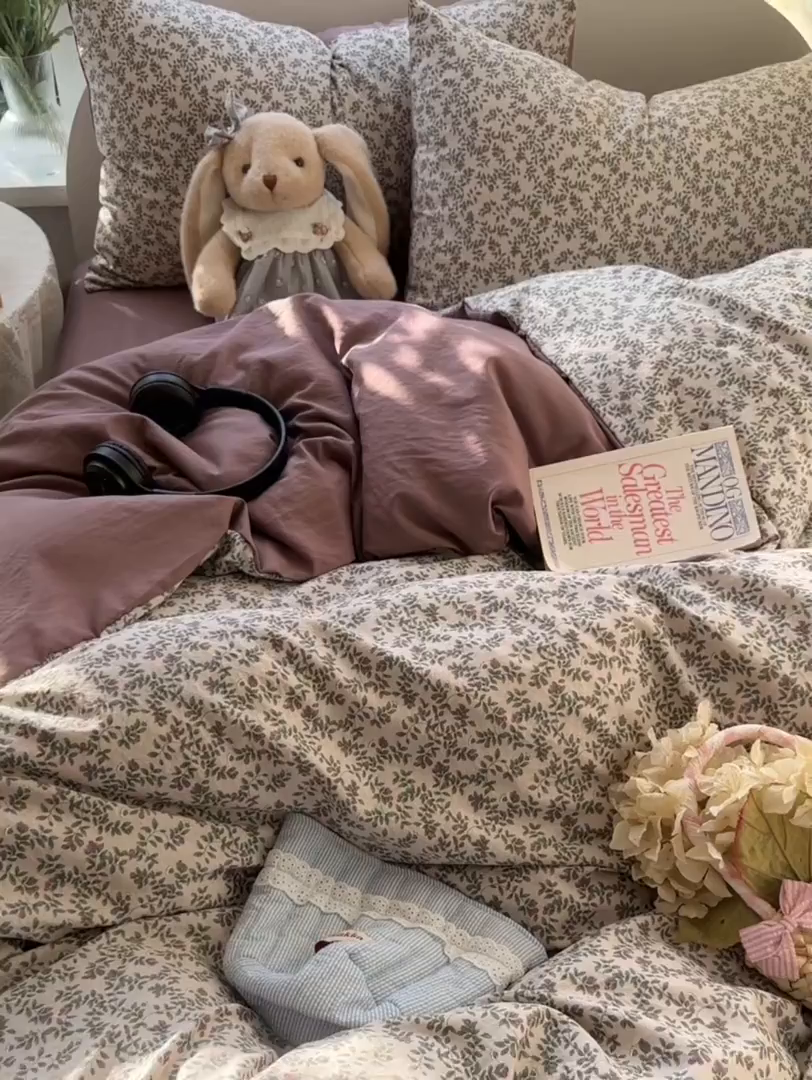 91家纺网 家纺一手货源 找家纺 玉海棠家纺 2025新款亲肤舒适印花四件套系列 庭院春深