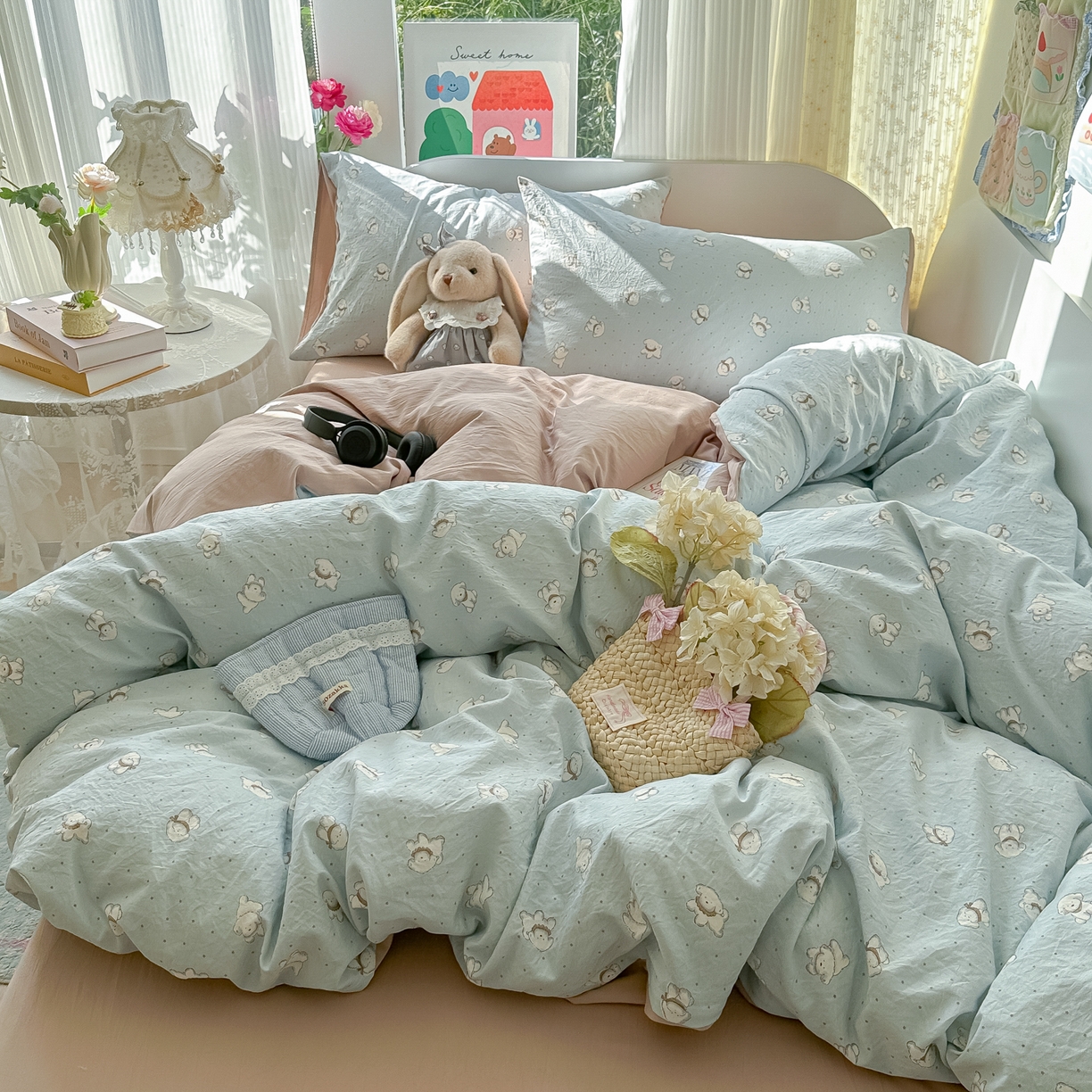 玉海棠家纺 2025新款亲肤舒适印花四件套系列 心愿狗-绿