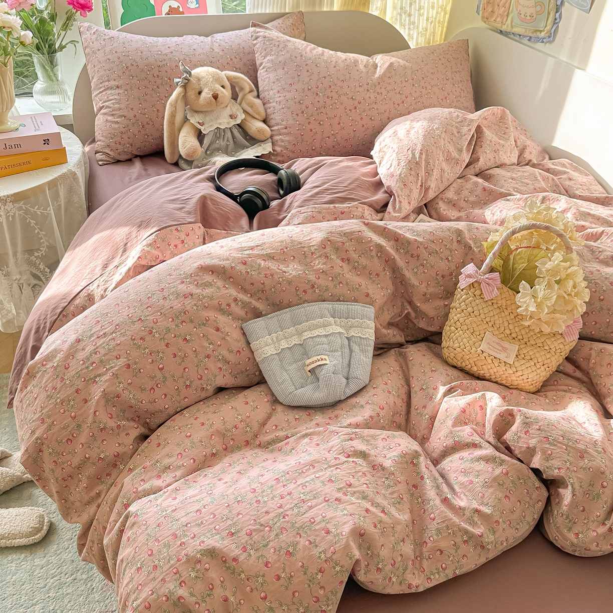 91家纺网 家纺一手货源 找家纺 玉海棠家纺 2025新款亲肤舒适印花四件套系列 樱桃季