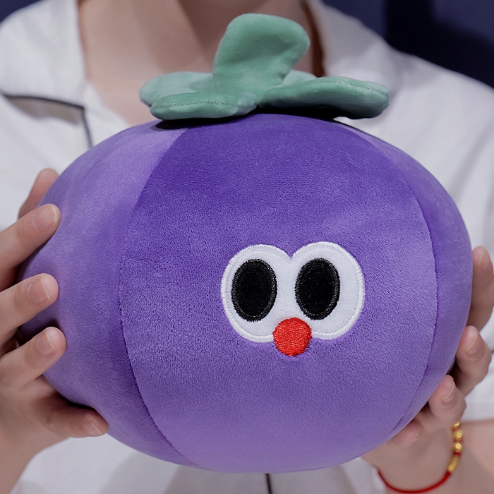 91家纺网 家纺一手货源 找家纺 仟亿莱 2025新款大眼仔果蔬系列泡沫粒子变形u枕 变形茄子-2 u枕28*30cm/果蔬20cm