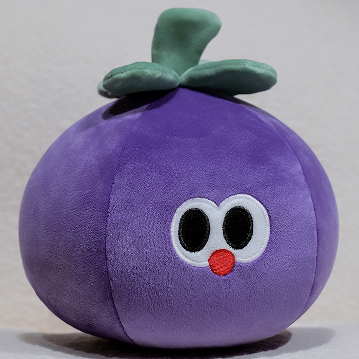 91家纺网 家纺一手货源 找家纺 仟亿莱 2025新款大眼仔果蔬系列泡沫粒子变形u枕 变形茄子-3 u枕28*30cm/果蔬20cm