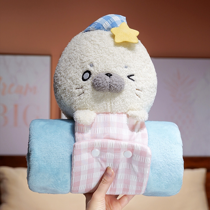 91家纺网 家纺一手货源 找家纺 仟亿莱 2025新款萌萌海豹立体卷毯 立体眨眼海豹