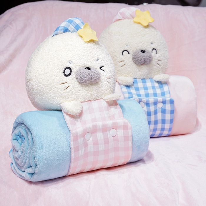 91家纺网 家纺一手货源 找家纺 仟亿莱 2025新款萌萌海豹立体卷毯 立体笑眼海豹