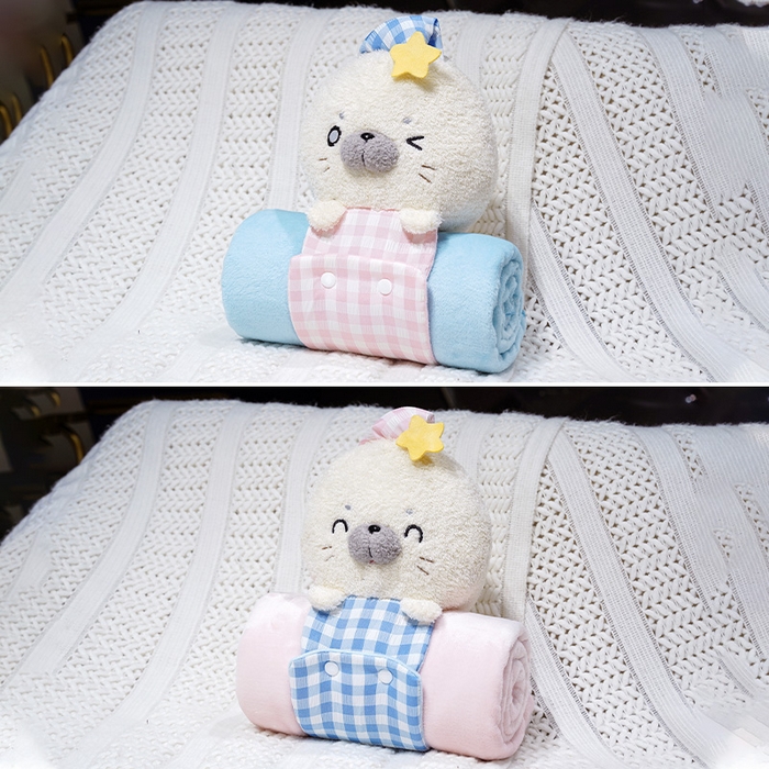 91家纺网 家纺一手货源 找家纺 仟亿莱 2025新款萌萌海豹立体卷毯 立体笑眼海豹