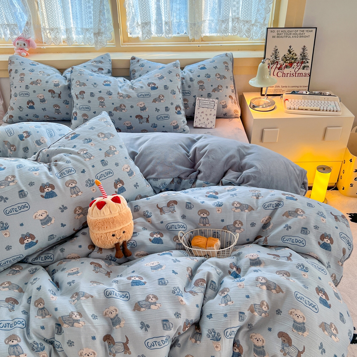 91家纺网 家纺一手货源 找家纺 瑞钰 2025新款A版三层纱B版牛奶绒四件套系列 复古修狗