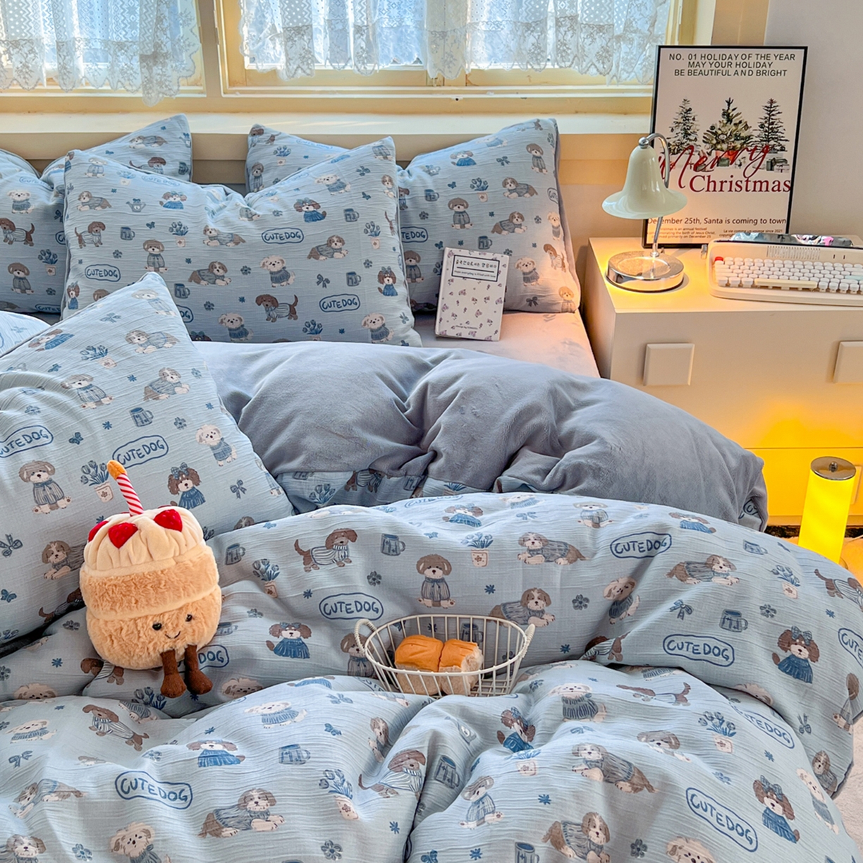 91家纺网 家纺一手货源 找家纺 瑞钰 2025新款A版三层纱B版牛奶绒四件套系列 复古修狗