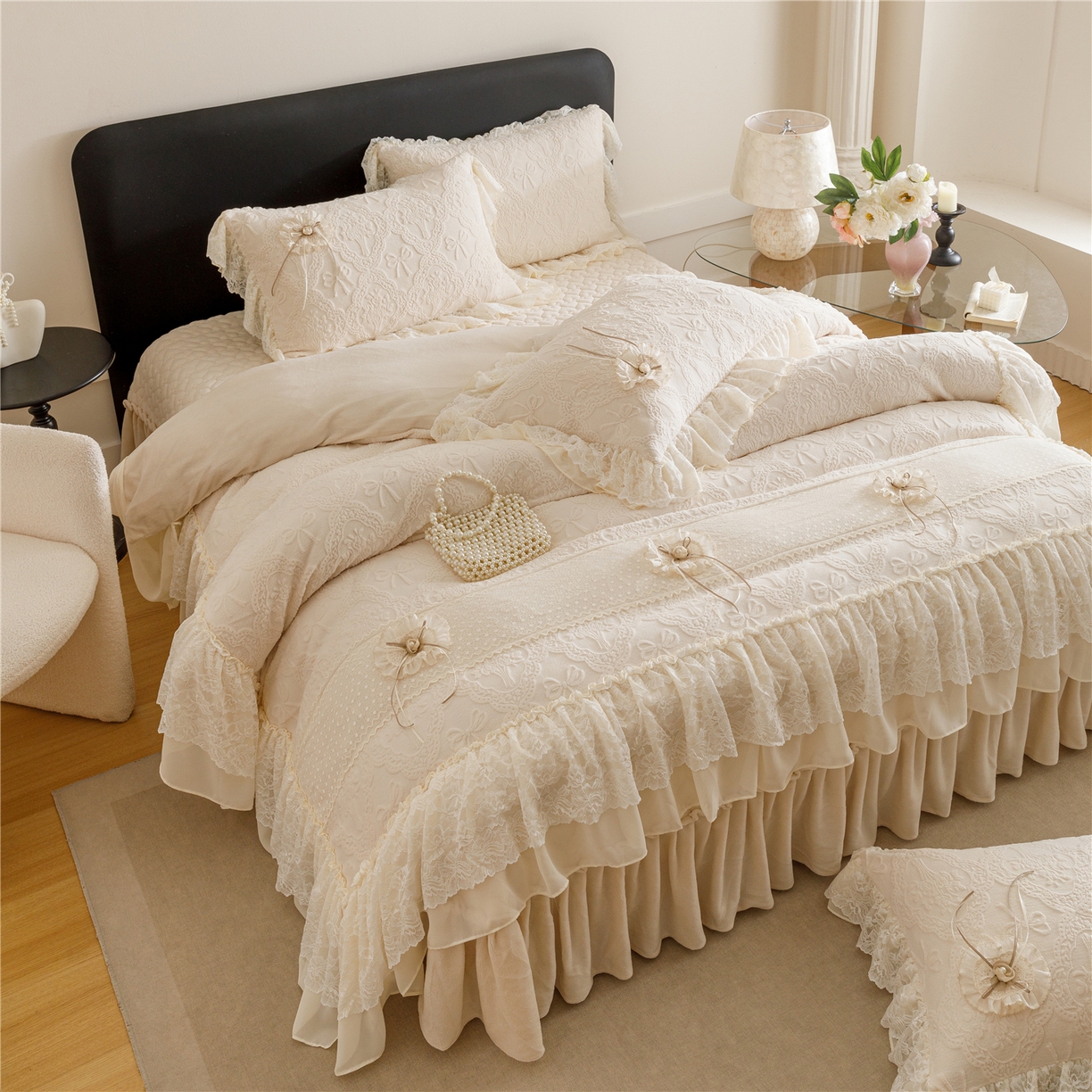 91家纺网 家纺一手货源 找家纺 （总）好儿喜家纺 2025新款雕花牛奶绒床盖四件套-爱丁堡【控价（329元起）】