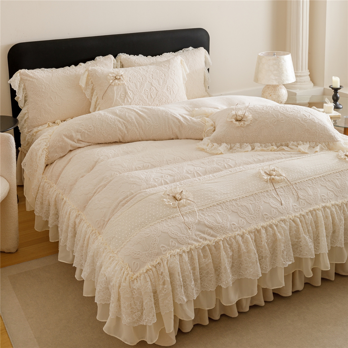 91家纺网 家纺一手货源 找家纺 （总）好儿喜家纺 2025新款雕花牛奶绒床盖四件套-爱丁堡【控价（329元起）】