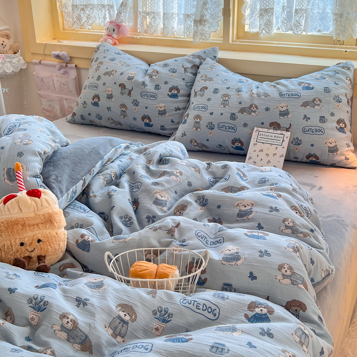 91家纺网 家纺一手货源 找家纺 瑞钰 2025新款A版三层纱B版牛奶绒四件套系列 复古修狗