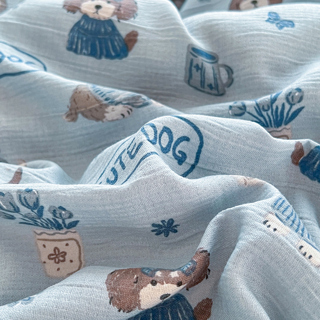 91家纺网 家纺一手货源 找家纺 瑞钰 2025新款A版三层纱B版牛奶绒四件套系列 复古修狗