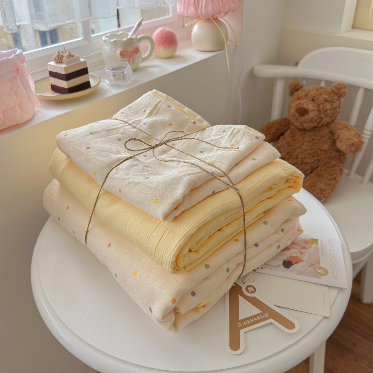 玉海棠家纺 2025新款甄选三层纱印花四件套 彩波波