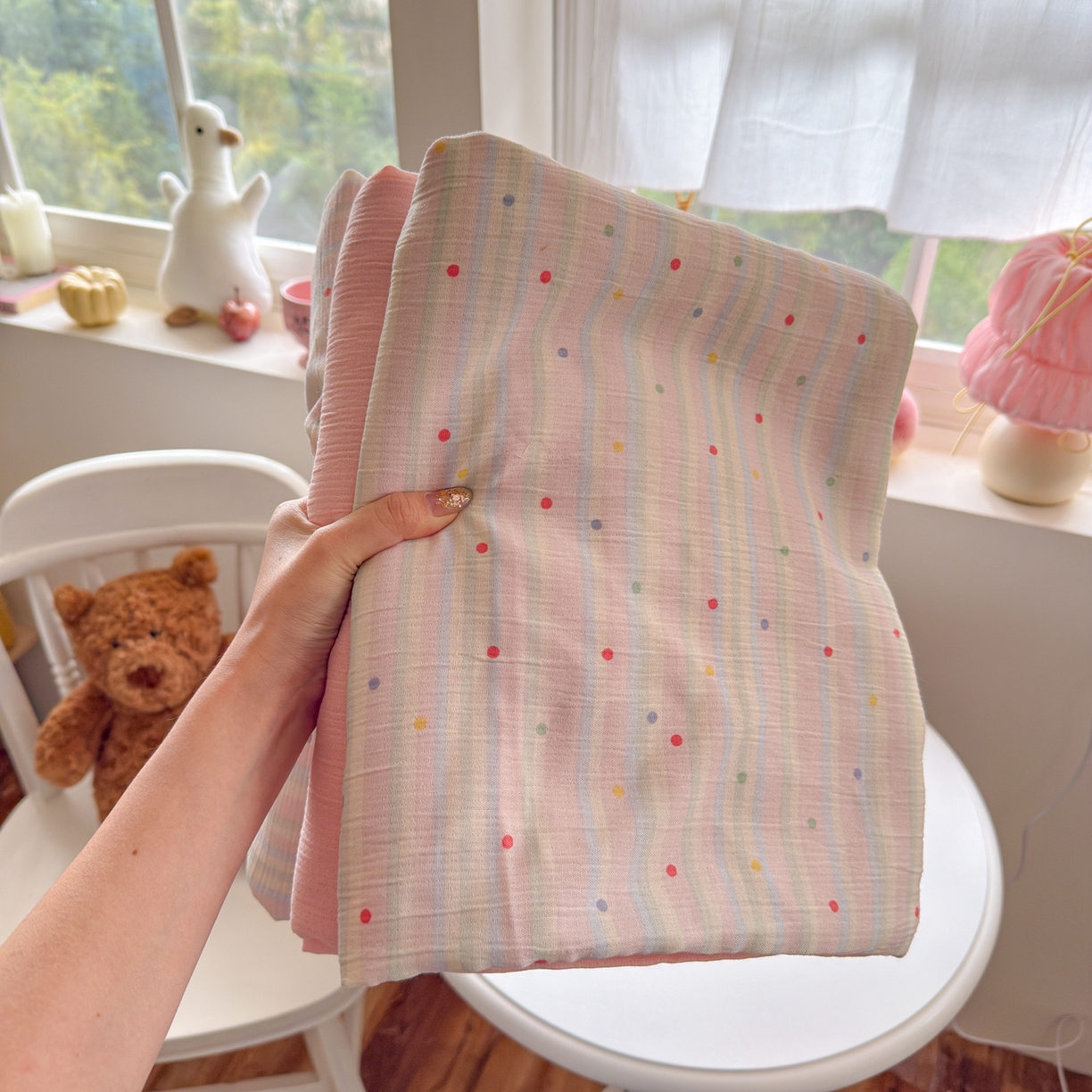 91家纺网 家纺一手货源 找家纺 玉海棠家纺 2025新款甄选三层纱印花四件套 彩虹世界