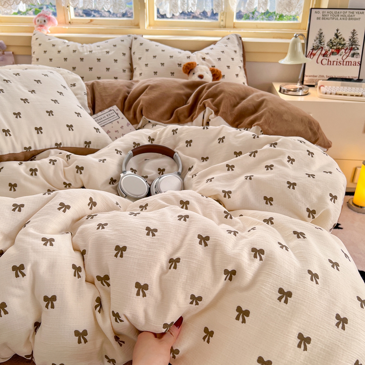 91家纺网 家纺一手货源 找家纺 瑞钰 2025新款A版三层纱B版牛奶绒四件套系列 碱水结