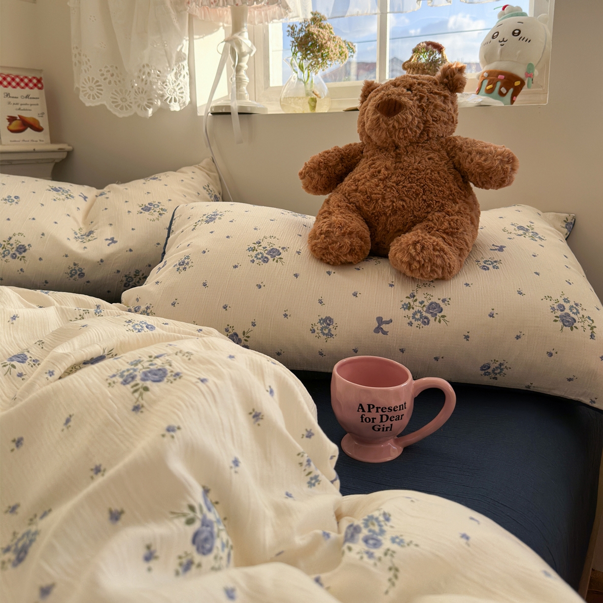 91家纺网 家纺一手货源 找家纺 玉海棠家纺 2025新款甄选三层纱印花四件套 贩卖夏风-蓝