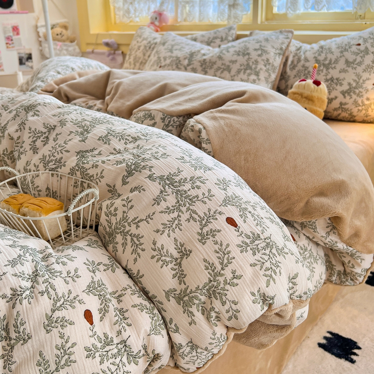 瑞钰 2025新款A版三层纱B版牛奶绒四件套系列 沐风