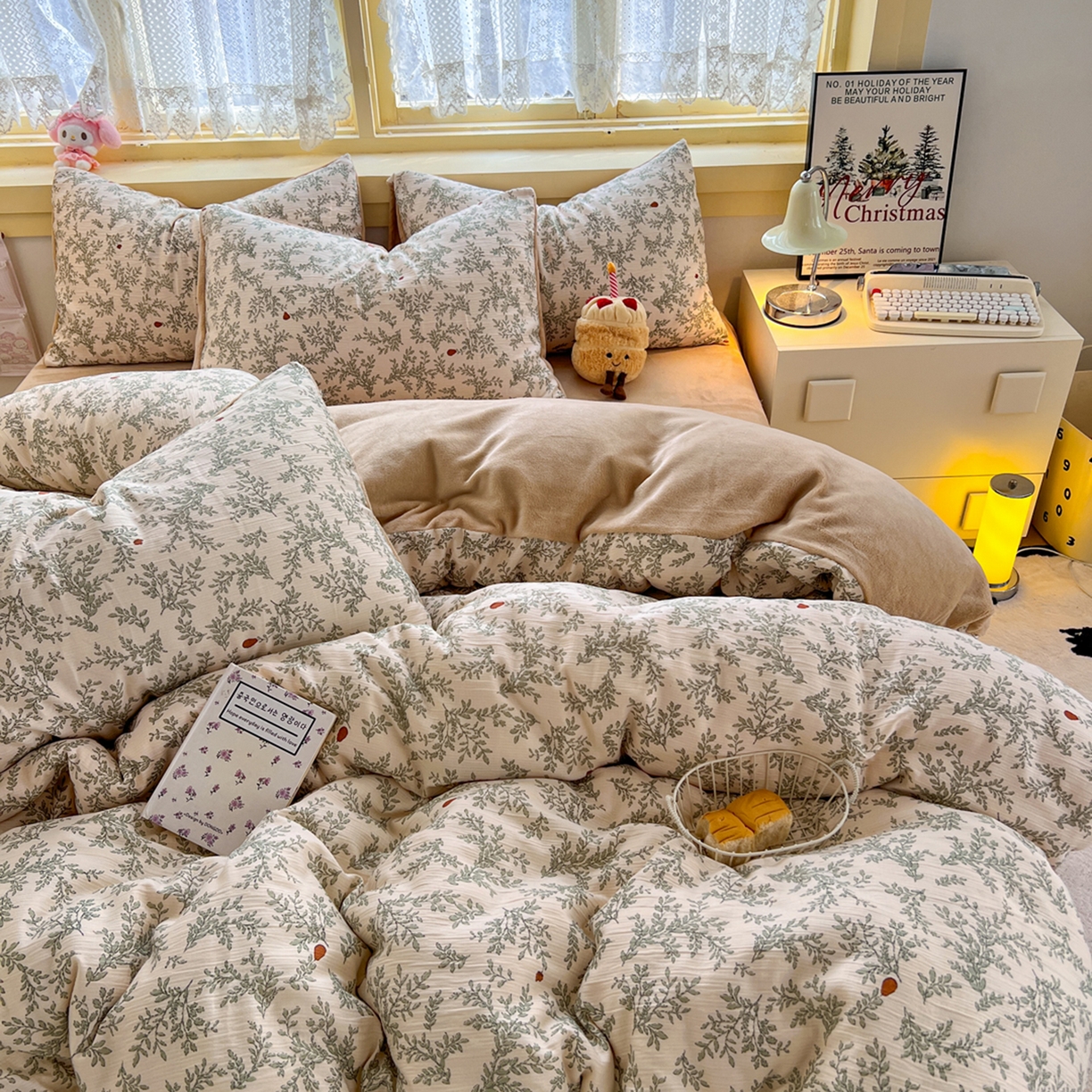 91家纺网 家纺一手货源 找家纺 瑞钰 2025新款A版三层纱B版牛奶绒四件套系列 沐风