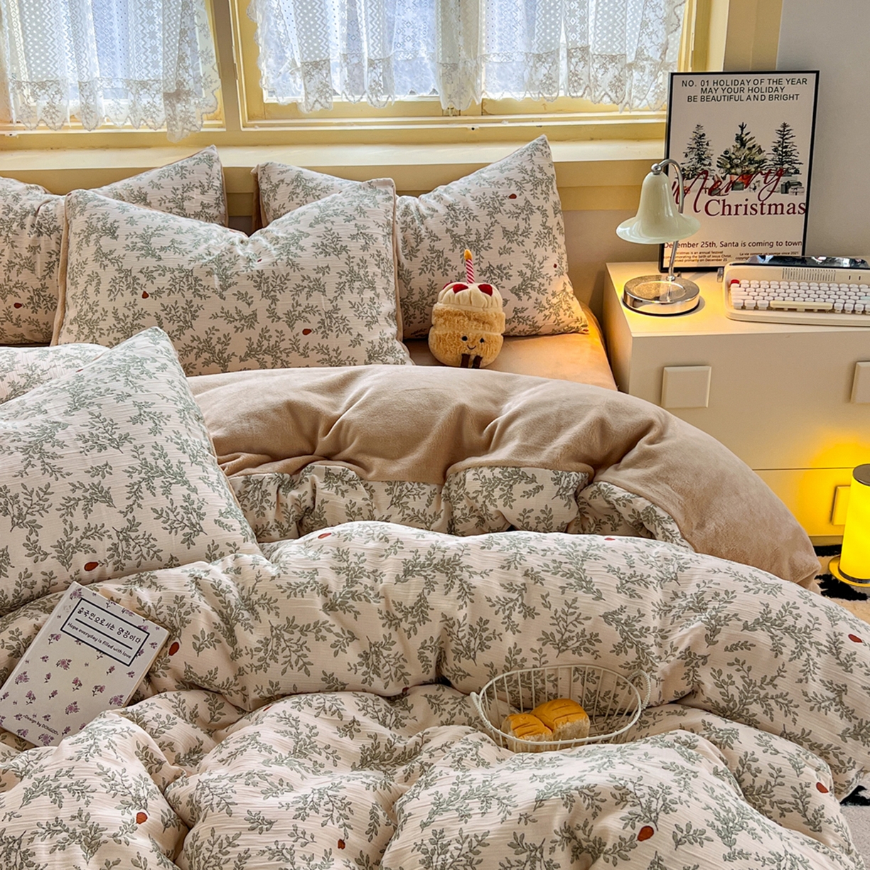 91家纺网 家纺一手货源 找家纺 瑞钰 2025新款A版三层纱B版牛奶绒四件套系列 沐风