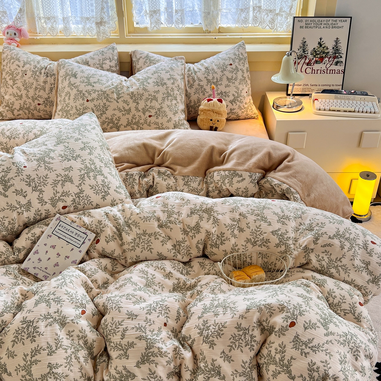 91家纺网 家纺一手货源 找家纺 瑞钰 2025新款A版三层纱B版牛奶绒四件套系列 沐风