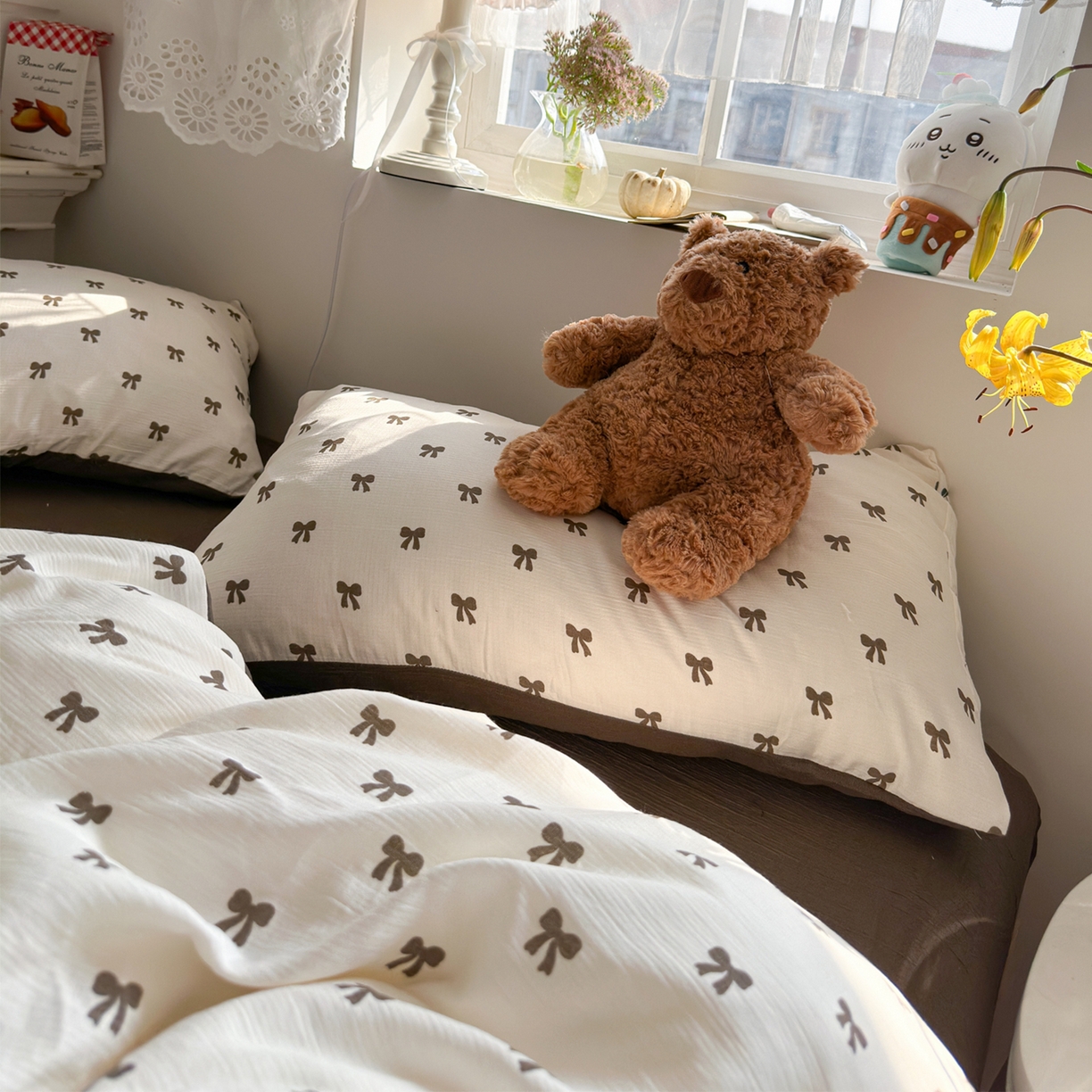 91家纺网 家纺一手货源 找家纺 玉海棠家纺 2025新款甄选三层纱印花四件套 碱水结