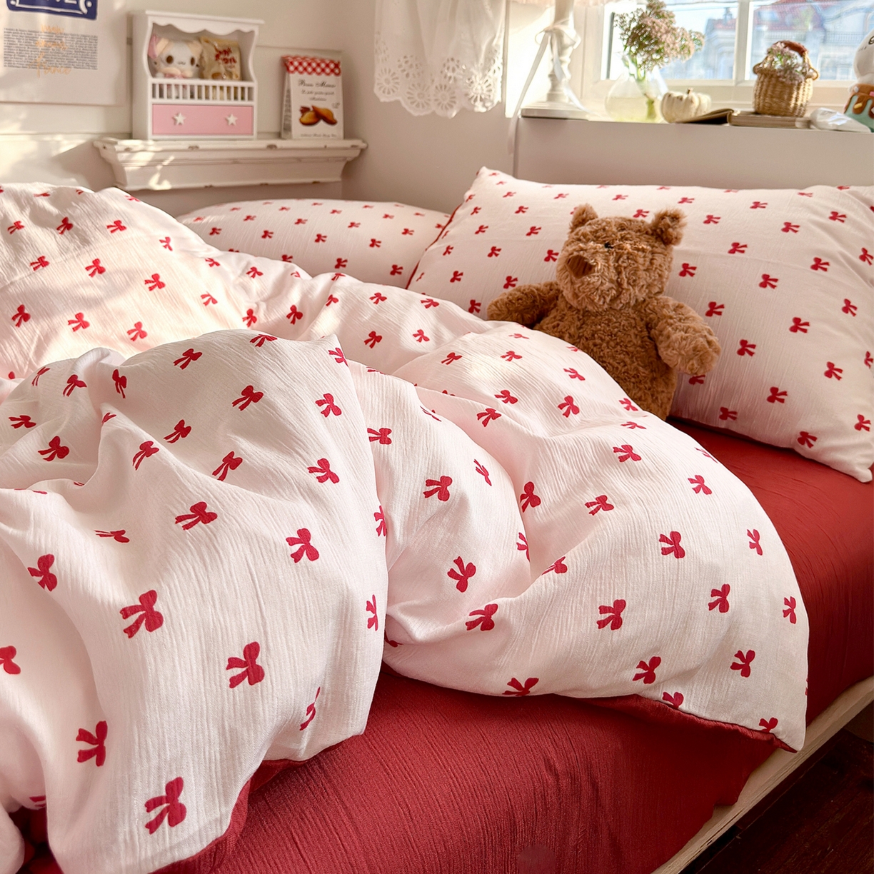 91家纺网 家纺一手货源 找家纺 玉海棠家纺 2025新款甄选三层纱印花四件套 莓果结