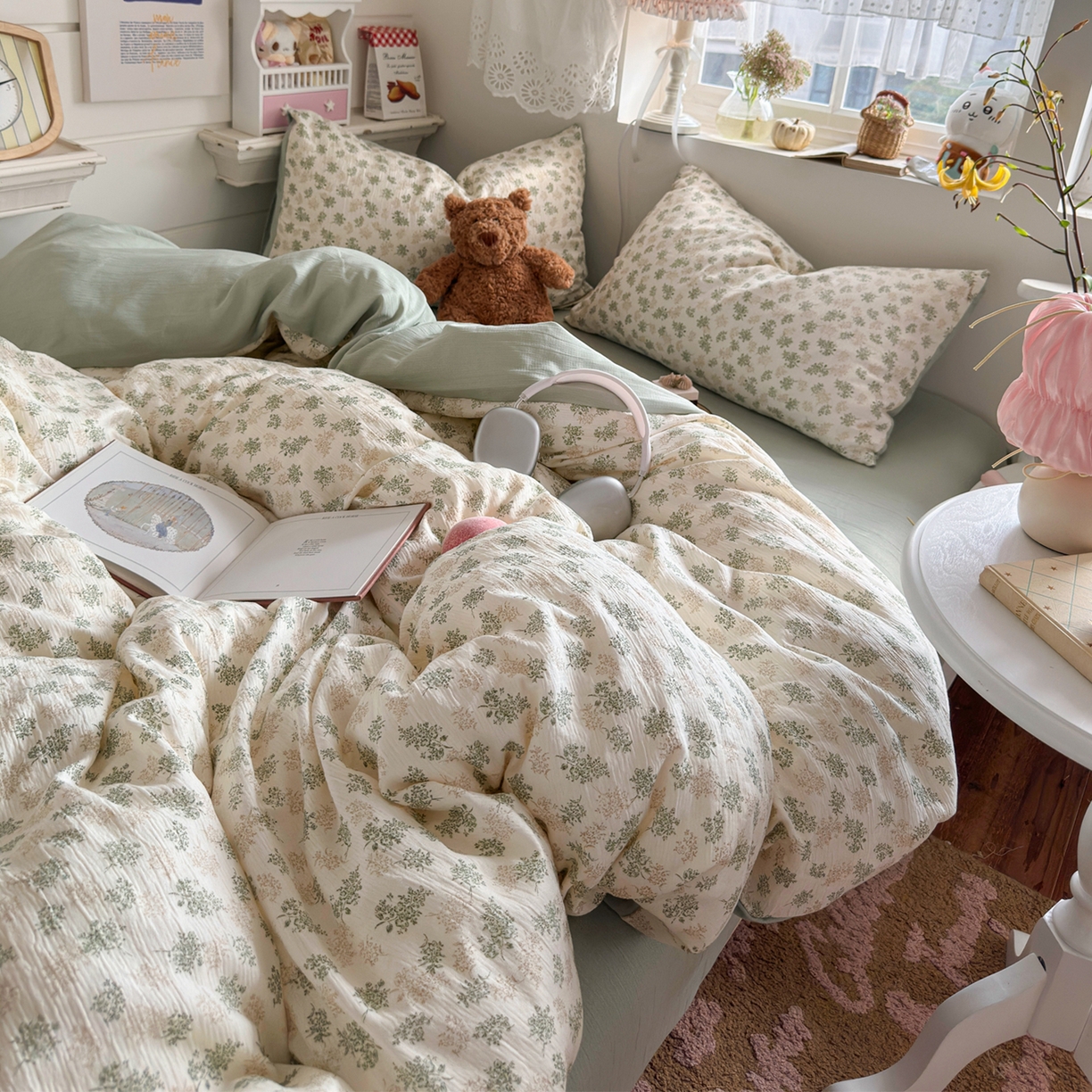 91家纺网 家纺一手货源 找家纺 玉海棠家纺 2025新款甄选三层纱印花四件套 沐风