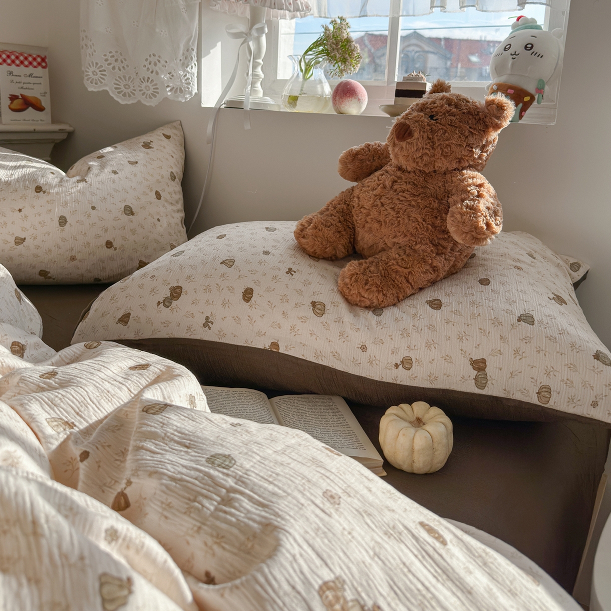 91家纺网 家纺一手货源 找家纺 玉海棠家纺 2025新款甄选三层纱印花四件套 南瓜派