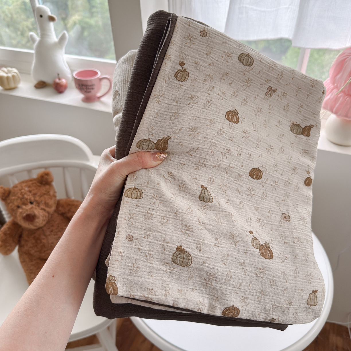 91家纺网 家纺一手货源 找家纺 玉海棠家纺 2025新款甄选三层纱印花四件套 南瓜派