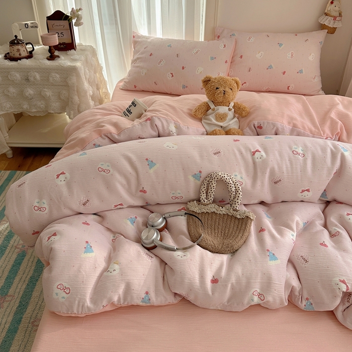 91家纺网 家纺一手货源 找家纺 （总）瑞钰 2025新款甄选三层纱印花四件套