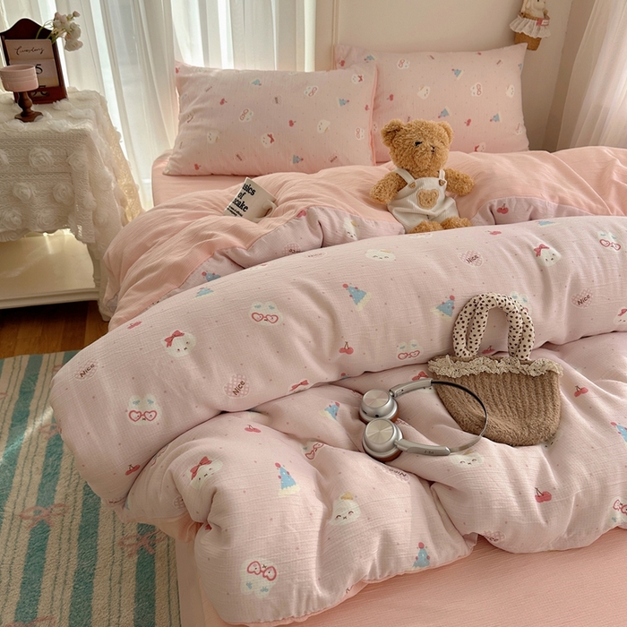 91家纺网 家纺一手货源 找家纺 （总）瑞钰 2025新款甄选三层纱印花四件套