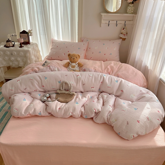 91家纺网 家纺一手货源 找家纺 （总）瑞钰 2025新款甄选三层纱印花四件套