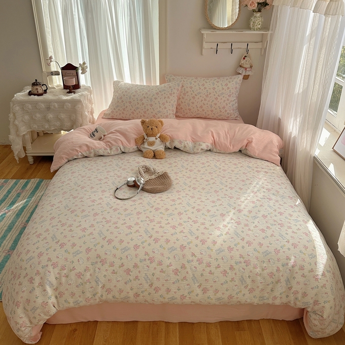 91家纺网 家纺一手货源 找家纺 （总）瑞钰 2025新款甄选三层纱印花四件套