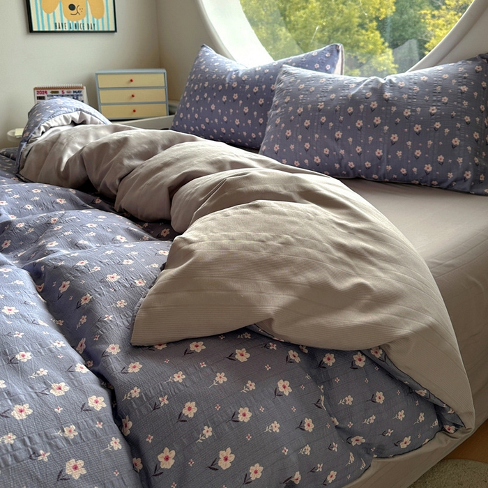 91家纺网 家纺一手货源 找家纺 （总）王朝国际 2025新款皱皱棉印花四件套